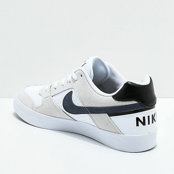 nike sb delta force white & navy skate shoes